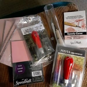 Bundle of Stamp Cutters, 6 Blocks of Carving Material to make your own stamps.